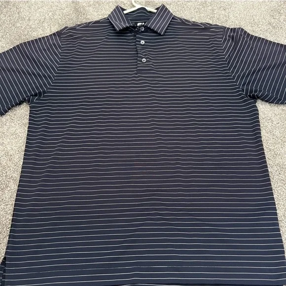 FootJoy Blue and White Polo Shirt Classic Stripes - Picture 1 of 3